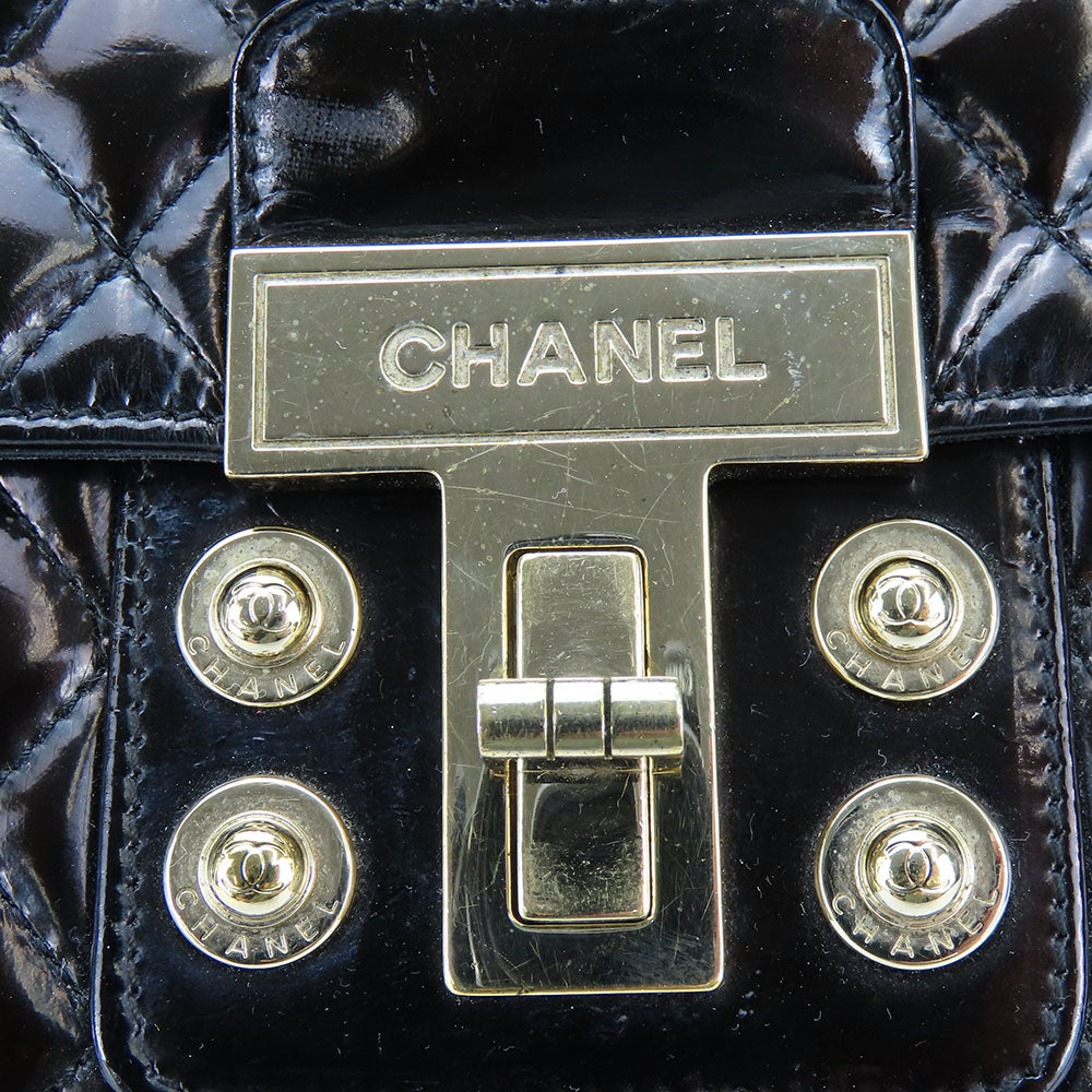 CHANEL Handbag enamel black Women Used Authentic