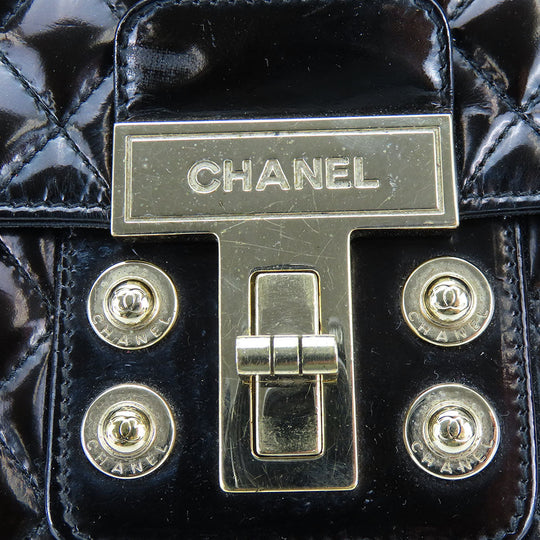 CHANEL Handbag enamel black Women Used Authentic