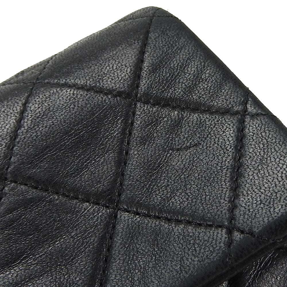 CHANEL Shoulder Bag lambskin black Mini matrasse Women Used Authentic