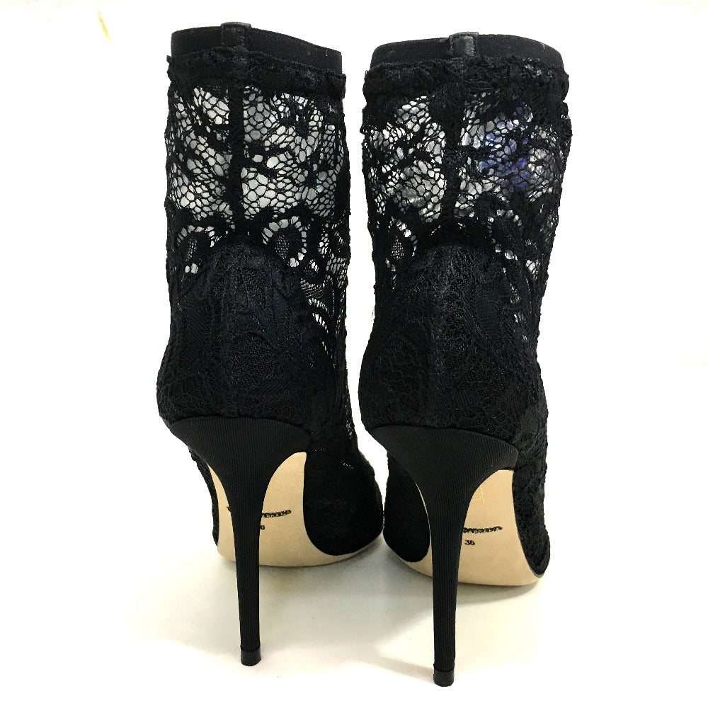 DOLCE&GABBANA pumps CT0077 A5875 8B956 leather black shoes Open toe pumps with lace and embroidery Women 36 Used Authentic