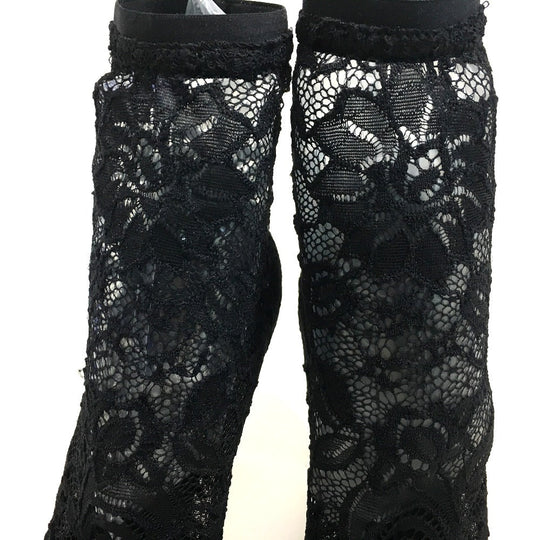 DOLCE&GABBANA pumps CT0077 A5875 8B956 leather black shoes Open toe pumps with lace and embroidery Women 36 Used Authentic
