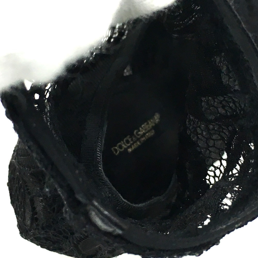 DOLCE&GABBANA pumps CT0077 A5875 8B956 leather black shoes Open toe pumps with lace and embroidery Women 36 Used Authentic