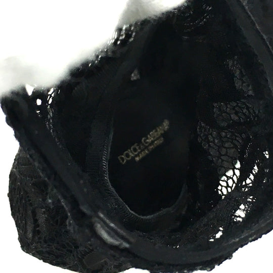 DOLCE&GABBANA pumps CT0077 A5875 8B956 leather black shoes Open toe pumps with lace and embroidery Women 36 Used Authentic