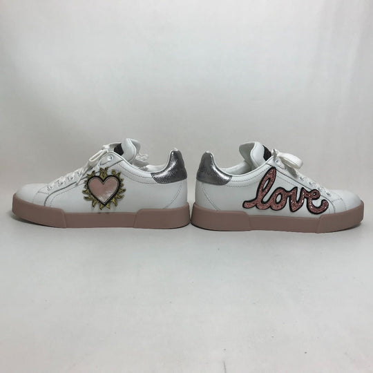 DOLCE&GABBANA sneakers leather White x Beige Pink PORTOFINO Portofino Collection Women 36 Used Authentic