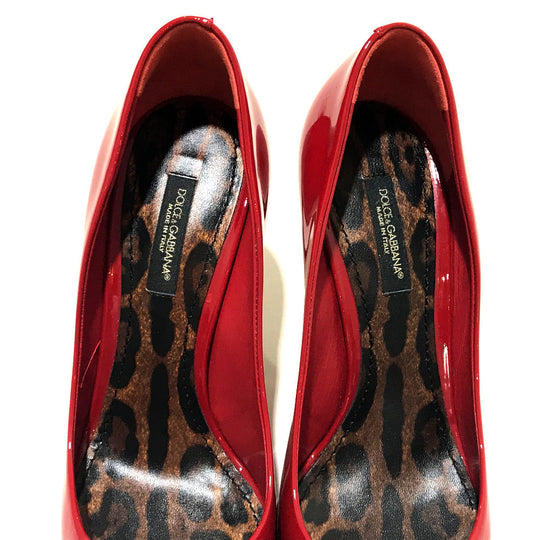 DOLCE&GABBANA pumps CD0039-AC062 Patent leather Red apparel KATE Leopard sole Leopard pattern Women 36 Used Authentic