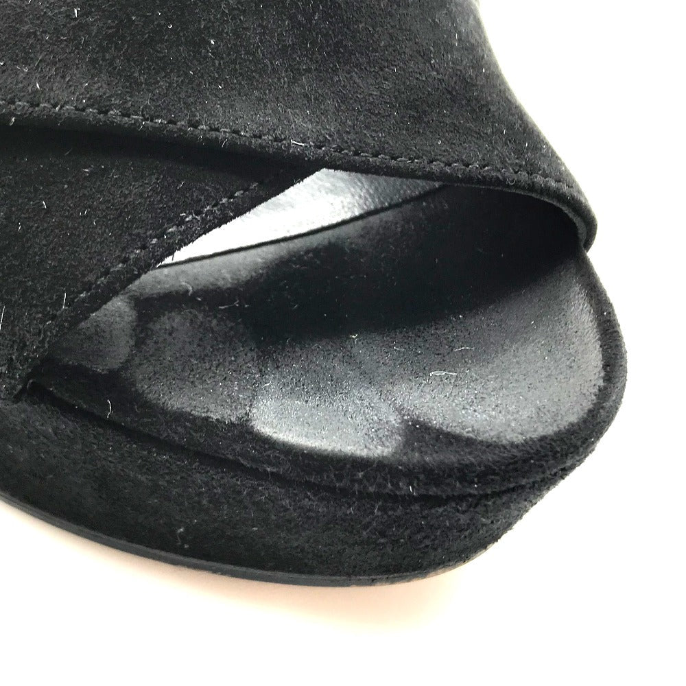 DOLCE&GABBANA Sandals Suede, Crystal black Bijoux High heel front cross Women 36 Used Authentic