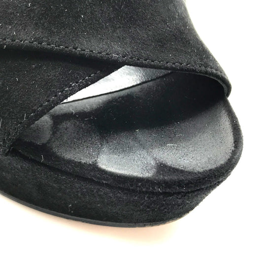 DOLCE&GABBANA Sandals Suede, Crystal black Bijoux High heel front cross Women 36 Used Authentic