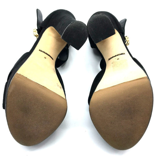 DOLCE&GABBANA Sandals Suede, Crystal black Bijoux High heel front cross Women 36 Used Authentic