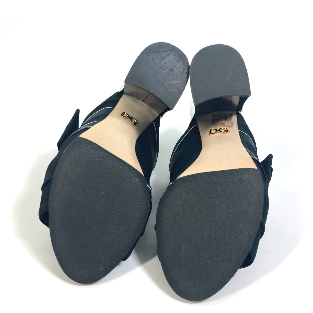 DOLCE&GABBANA Mule Canvas/Leather , Canvas/Leather black Sandals ribbon Women 36 Used Authentic