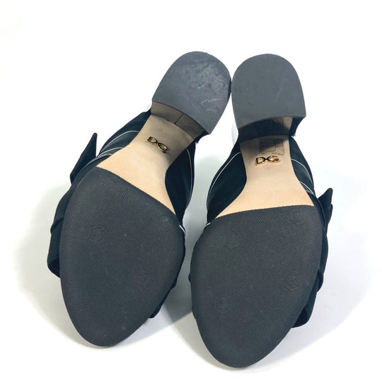 DOLCE&GABBANA Mule Canvas/Leather , Canvas/Leather black Sandals ribbon Women 36 Used Authentic