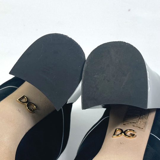 DOLCE&GABBANA Mule Canvas/Leather , Canvas/Leather black Sandals ribbon Women 36 Used Authentic