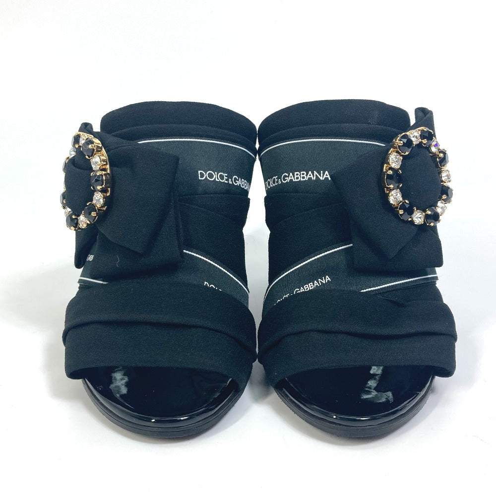 DOLCE&GABBANA Mule Canvas/Leather , Canvas/Leather black Sandals ribbon Women 36 Used Authentic