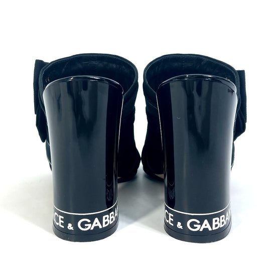 DOLCE&GABBANA Mule Canvas/Leather , Canvas/Leather black Sandals ribbon Women 36 Used Authentic