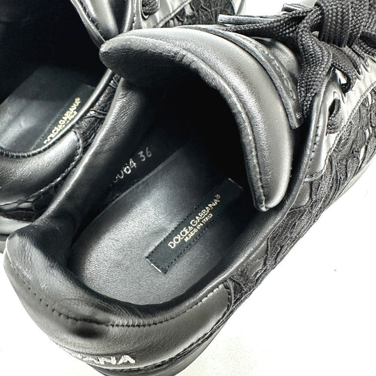 DOLCE&GABBANA sneakers , Leather black race Women 36 Used Authentic