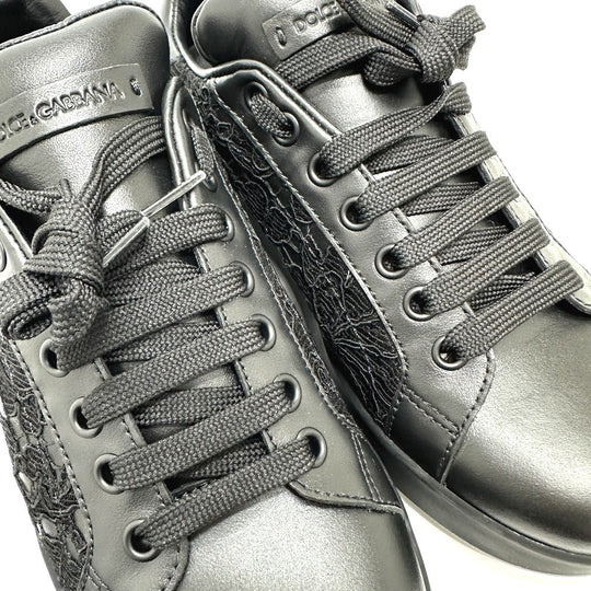 DOLCE&GABBANA sneakers , Leather black race Women 36 Used Authentic