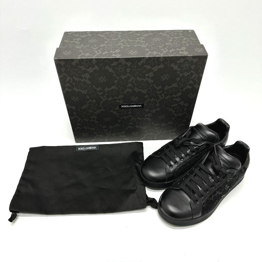 DOLCE&GABBANA sneakers , Leather black race Women 36 Used Authentic