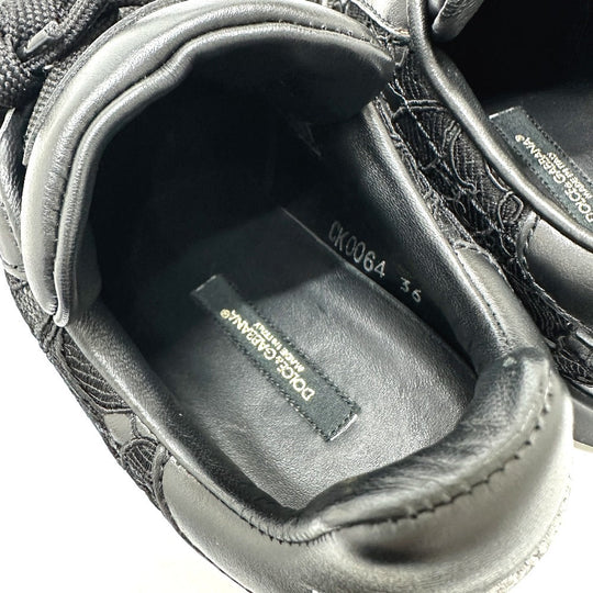 DOLCE&GABBANA sneakers , Leather black race Women 36 Used Authentic