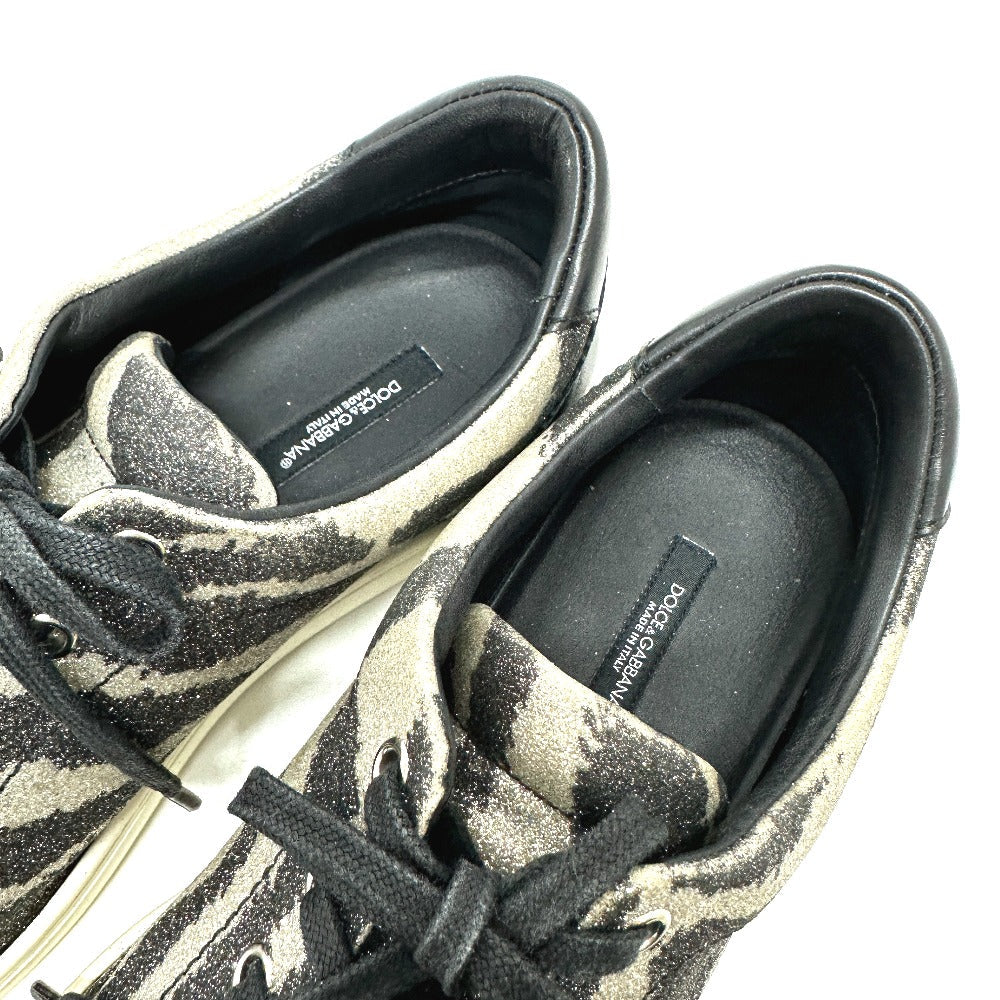 DOLCE&GABBANA sneakers , Leather black Zebra Pattern Glitter mens 7 Used Authentic