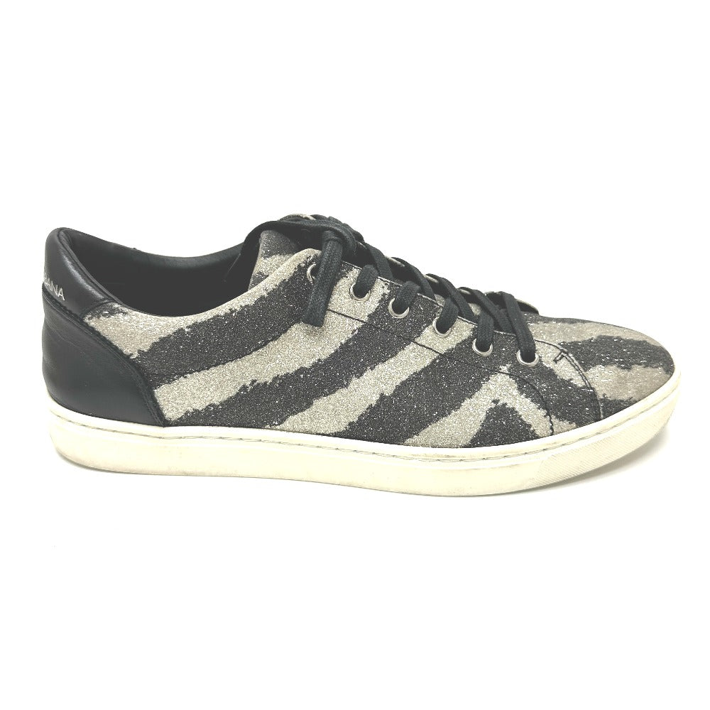 DOLCE&GABBANA sneakers , Leather black Zebra Pattern Glitter mens 7 Used Authentic