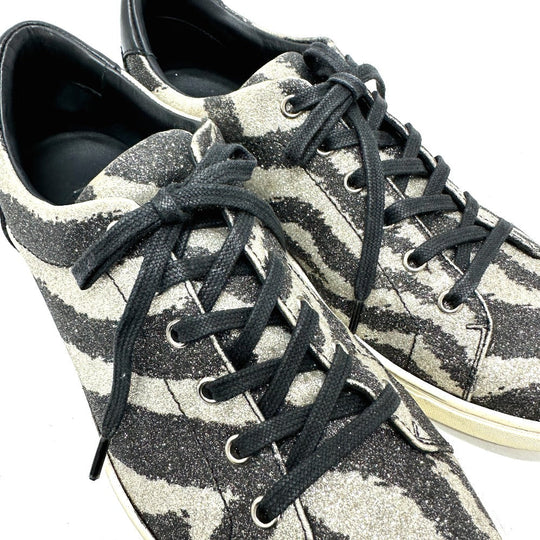 DOLCE&GABBANA sneakers , Leather black Zebra Pattern Glitter mens 7 Used Authentic