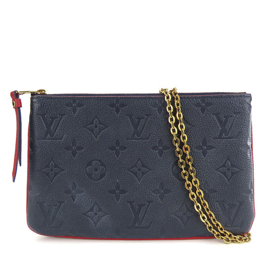LOUIS VUITTON Shoulder Bag M63916 Monogram Ann Platt Navy Pochette double zip Women Used Authentic