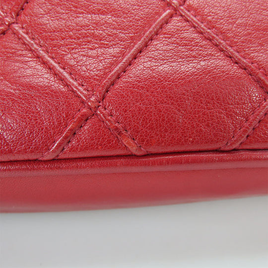 CHANEL Shoulder Bag lambskin Red Chain Bicolole Women Used Authentic