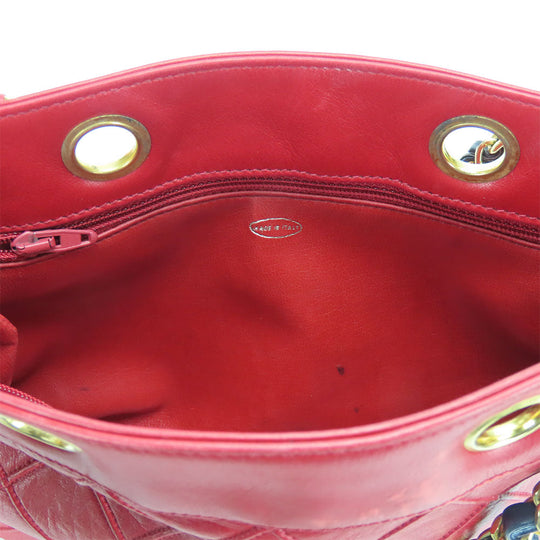CHANEL Shoulder Bag lambskin Red Chain Bicolole Women Used Authentic