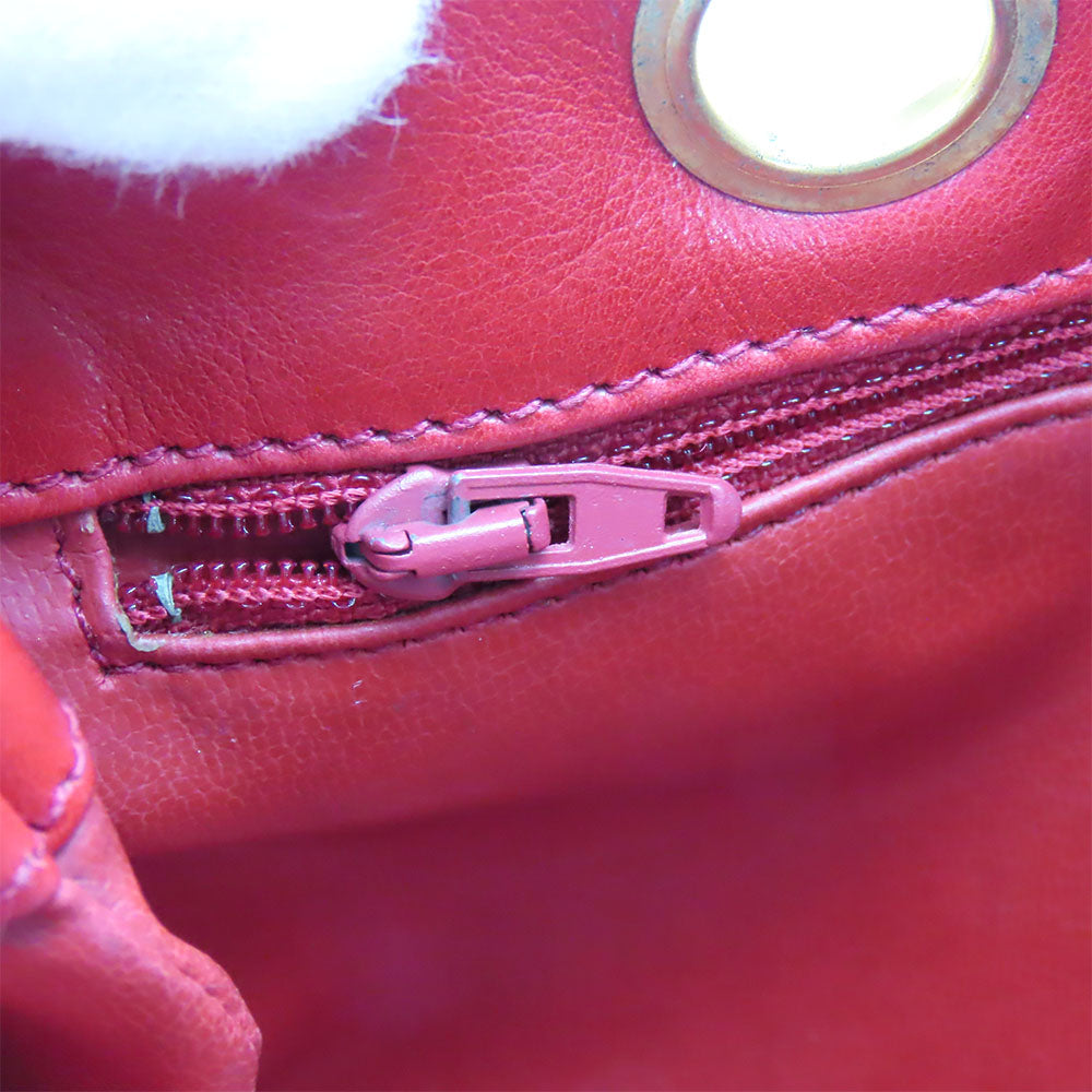 CHANEL Shoulder Bag lambskin Red Chain Bicolole Women Used Authentic