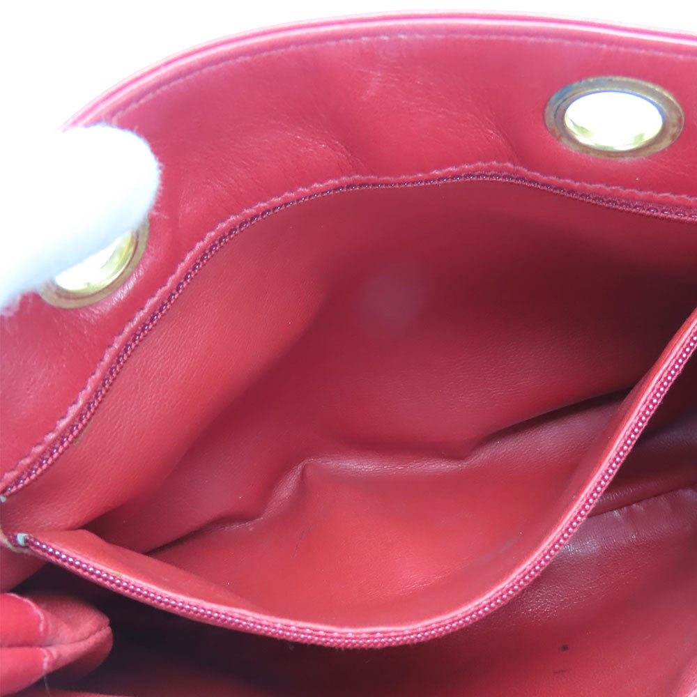 CHANEL Shoulder Bag lambskin Red Chain Bicolole Women Used Authentic