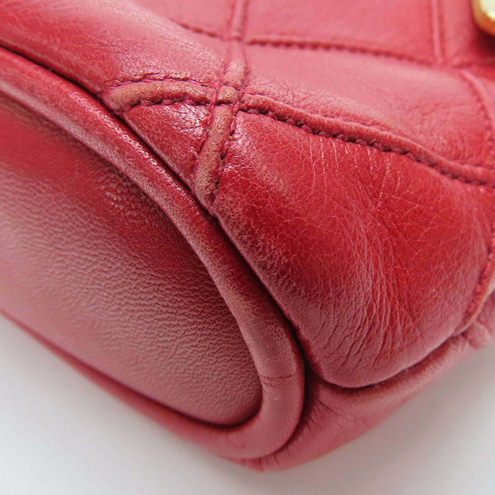 CHANEL Shoulder Bag lambskin Red Chain Bicolole Women Used Authentic