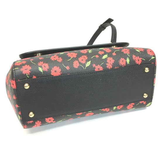 DOLCE&GABBANA Shoulder Bag leather Black x red x green Flower flower pattern Sicily Women Used Authentic