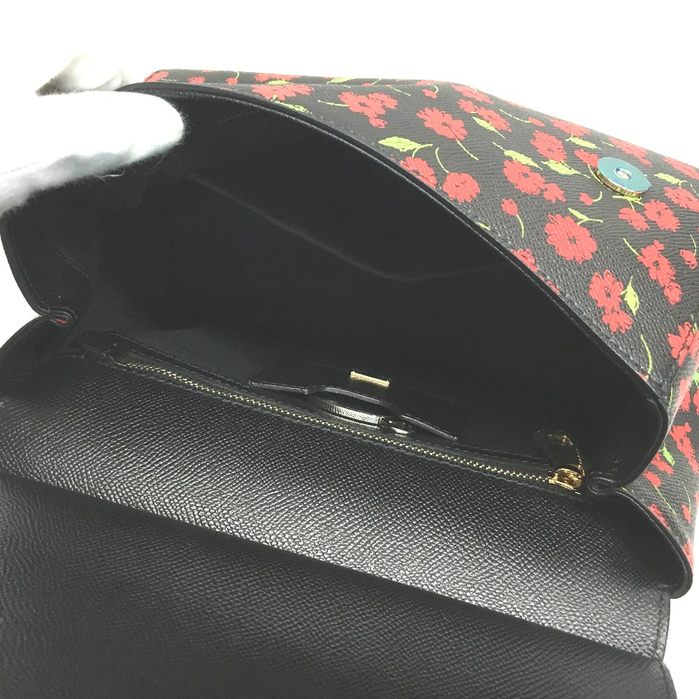DOLCE&GABBANA Shoulder Bag leather Black x red x green Flower flower pattern Sicily Women Used Authentic