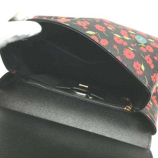 DOLCE&GABBANA Shoulder Bag leather Black x red x green Flower flower pattern Sicily Women Used Authentic