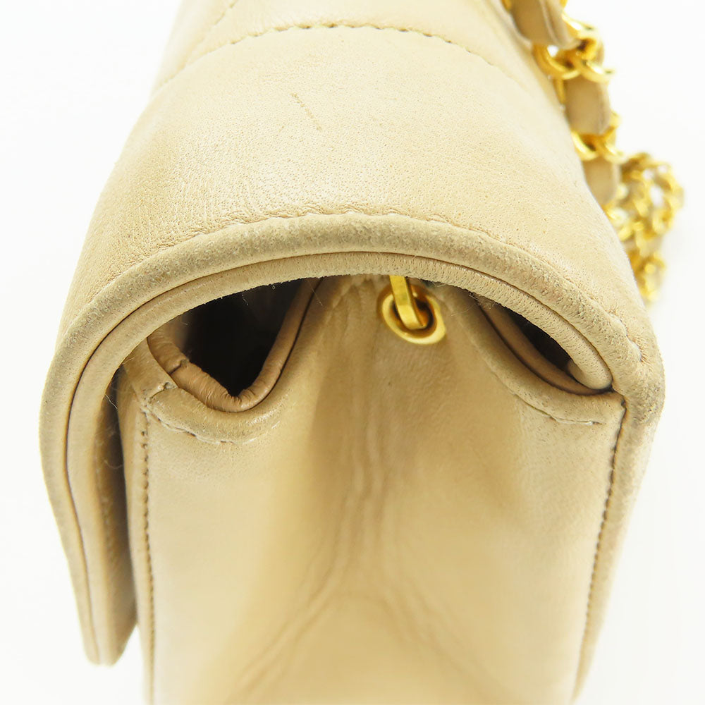 CHANEL Shoulder Bag lambskin beige Diana Women Used Authentic