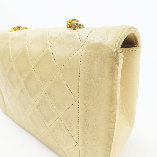 CHANEL Shoulder Bag lambskin beige Diana Women Used Authentic