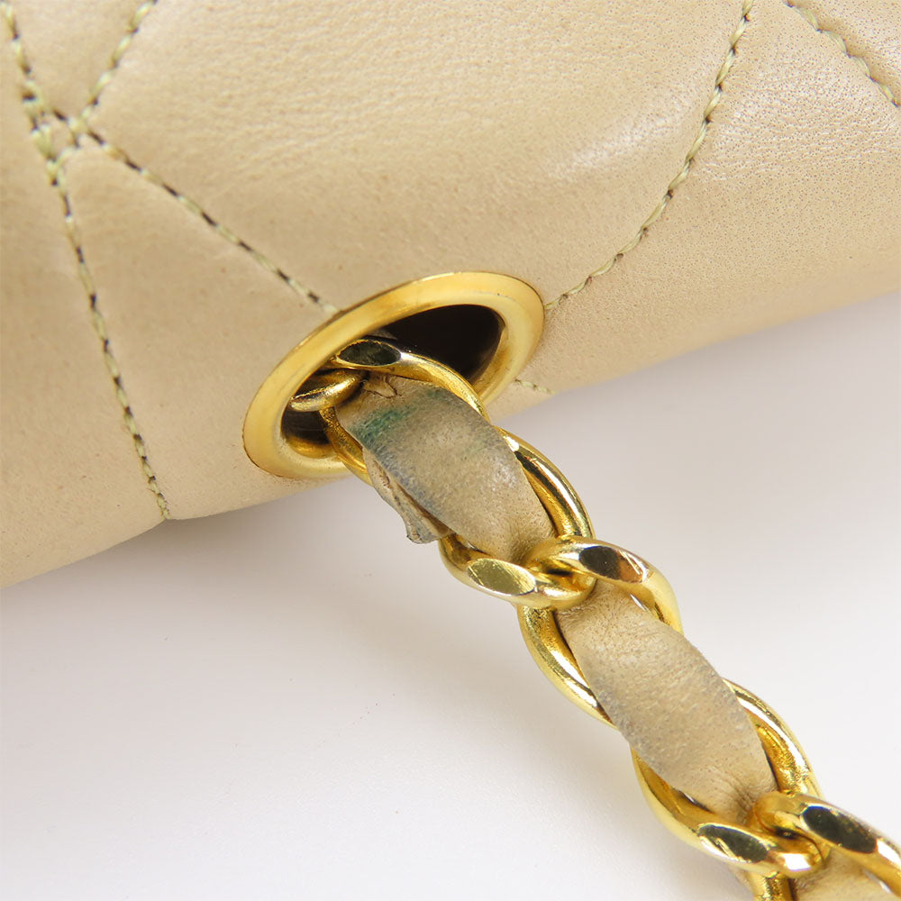 CHANEL Shoulder Bag lambskin beige Diana Women Used Authentic