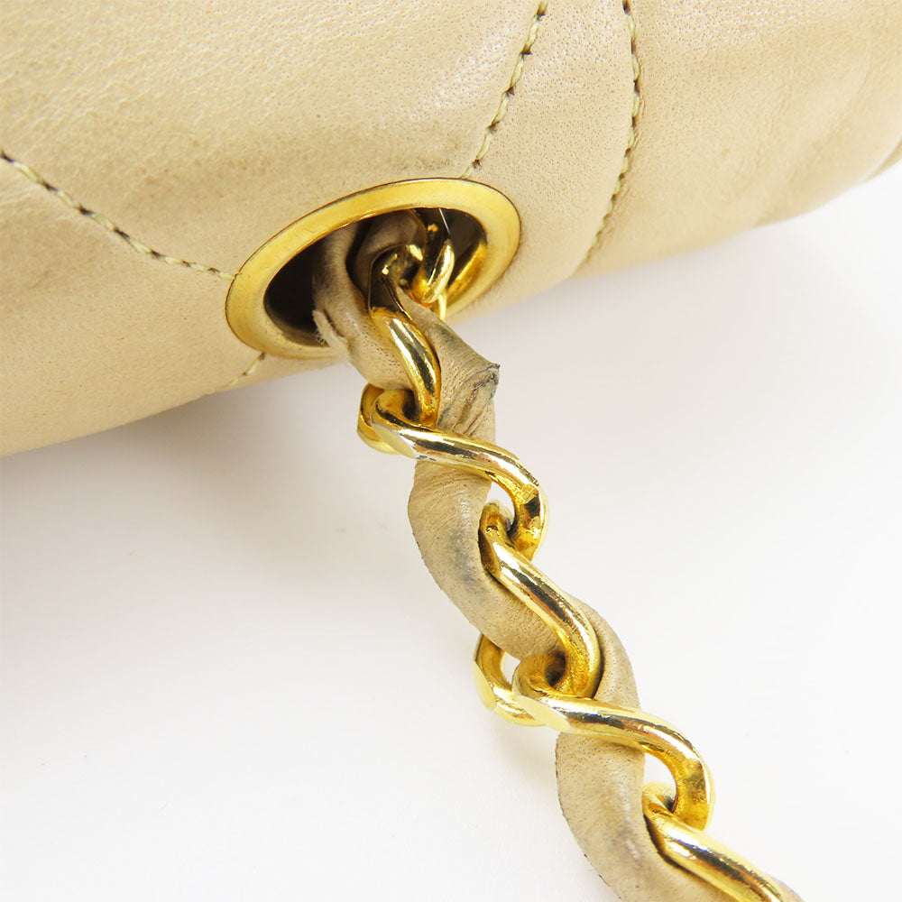 CHANEL Shoulder Bag lambskin beige Diana Women Used Authentic