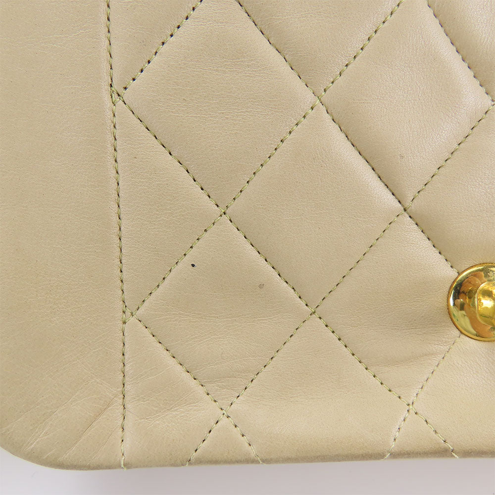 CHANEL Shoulder Bag lambskin beige Diana Women Used Authentic