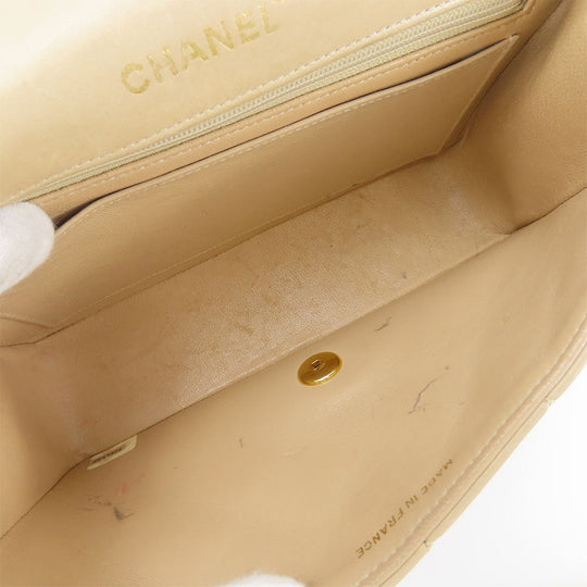 CHANEL Shoulder Bag lambskin beige Diana Women Used Authentic