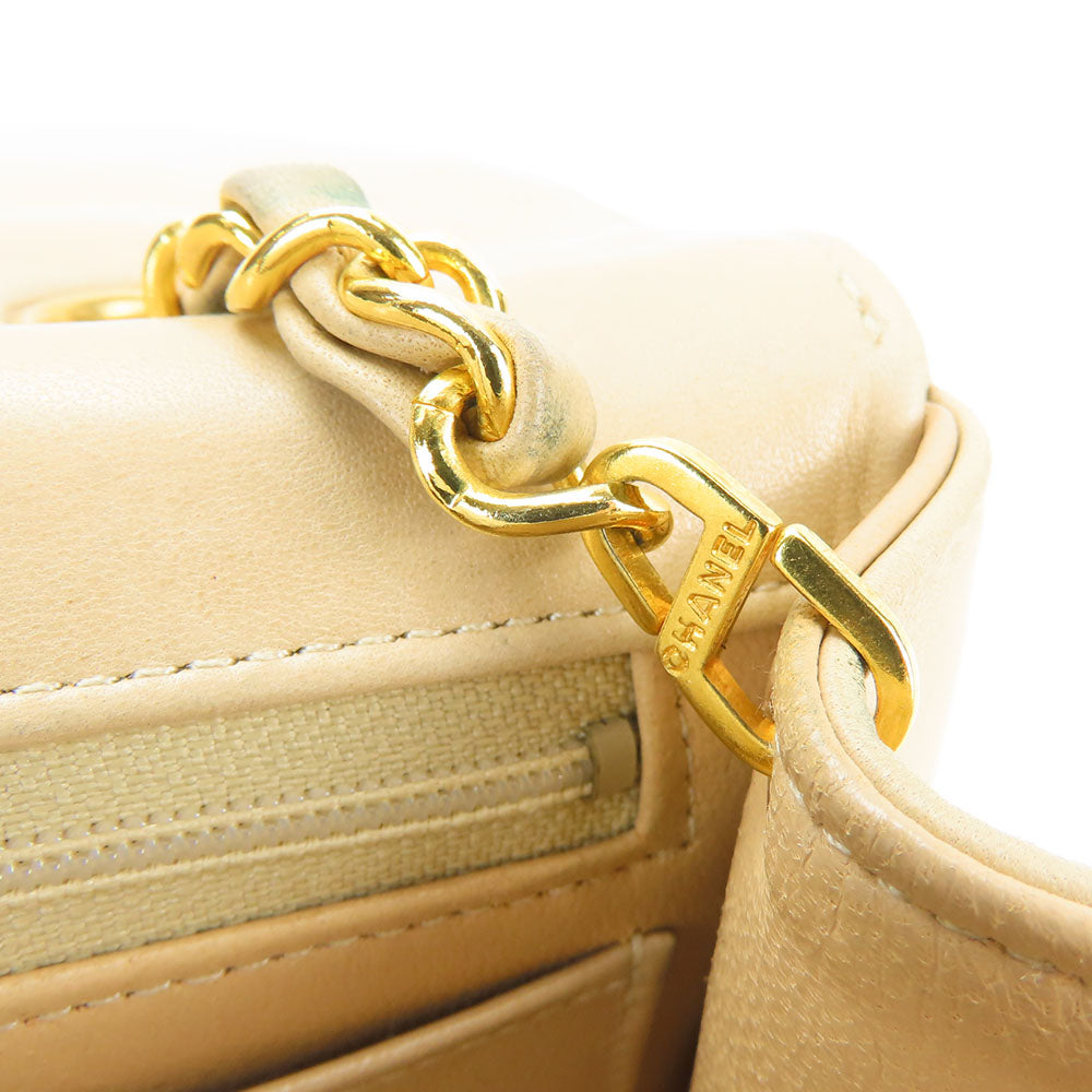 CHANEL Shoulder Bag lambskin beige Diana Women Used Authentic