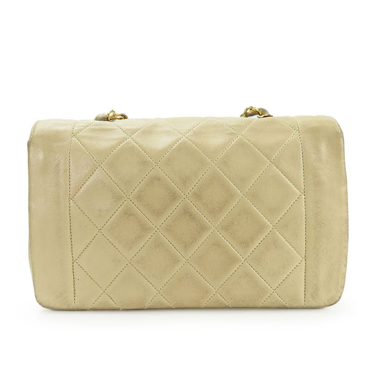 CHANEL Shoulder Bag lambskin beige Diana Women Used Authentic