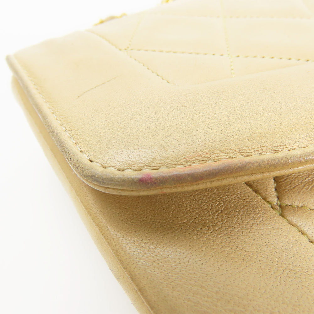 CHANEL Shoulder Bag lambskin beige Diana Women Used Authentic