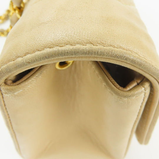 CHANEL Shoulder Bag lambskin beige Diana Women Used Authentic