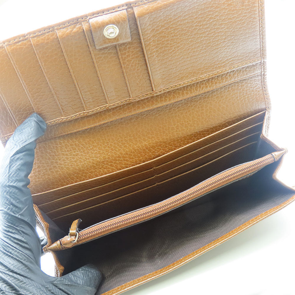 GUCCI Long Wallet Purse 346058 GG canvas, leather Brown Women Used Authentic