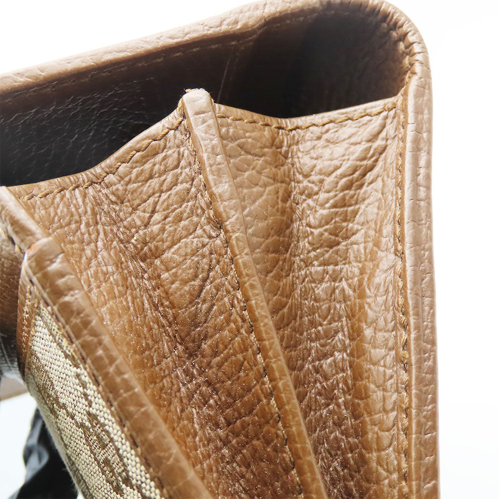 GUCCI Long Wallet Purse 346058 GG canvas, leather Brown Women Used Authentic