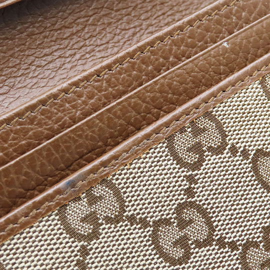 GUCCI Long Wallet Purse 346058 GG canvas, leather Brown Women Used Authentic