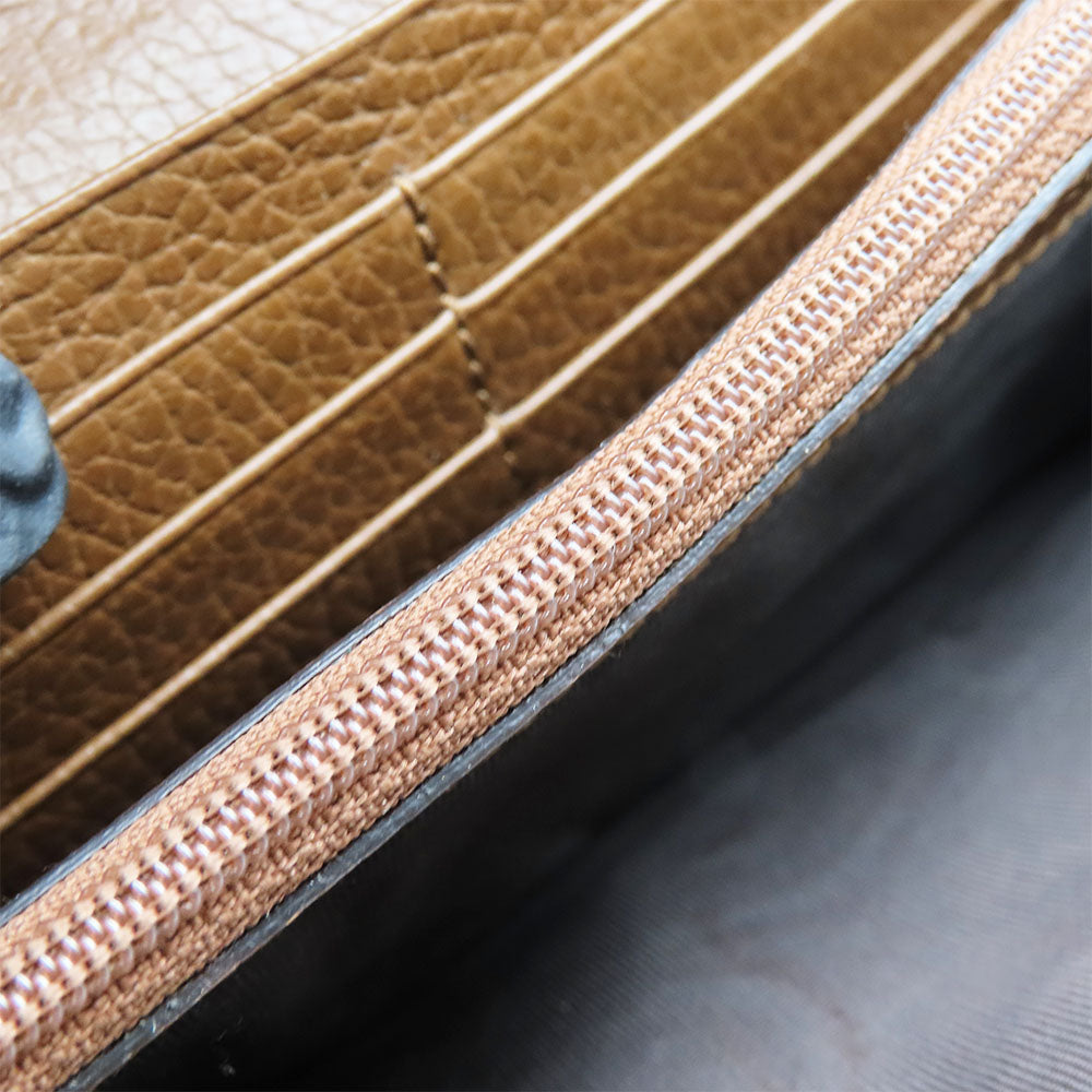 GUCCI Long Wallet Purse 346058 GG canvas, leather Brown Women Used Authentic