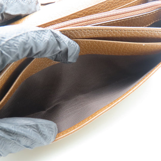 GUCCI Long Wallet Purse 346058 GG canvas, leather Brown Women Used Authentic