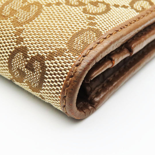 GUCCI Long Wallet Purse 346058 GG canvas, leather Brown Women Used Authentic