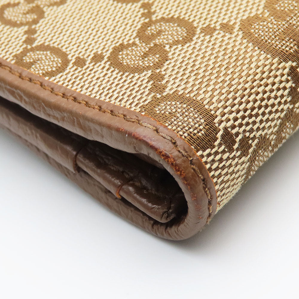 GUCCI Long Wallet Purse 346058 GG canvas, leather Brown Women Used Authentic